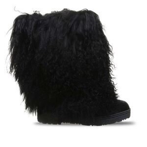 Women's Black Fur Boots